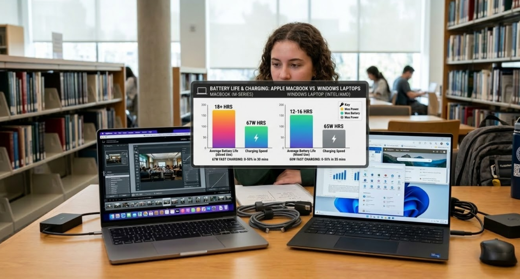 Apple MacBook vs Windows laptops batterty
